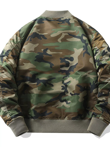 Men's Plus Size Camouflage Zip Up Bomber Jacket