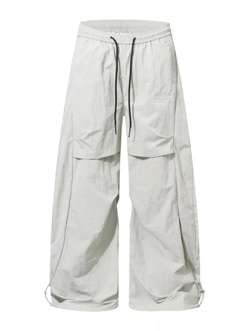 Men's Loose Fit Cargo Pants with Drawstring Waist and Adjustable Cuffs