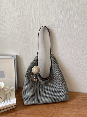 Textured Woven Shoulder Bag