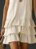 Full Size Ruffled Hem V-Neck Sleeveless Dress Plus Size