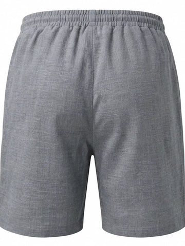 Men's Full Size Linen Blend Drawstring Shorts Plus Size