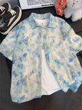 Men's Abstract Floral Print Textured Shirt