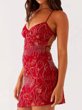Beaded Floral Mini Dress