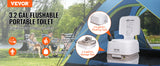 VEVOR Portable Camping Toilet – 3.2/5.3 Gal Waste Tank, 2.6/3.2 Gal Flush Tank, Pressurized Flush with Level Indicator – Compact, Durable & Odor-Free