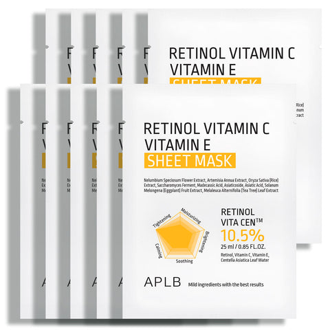 APLB Retinol Vitamin C Vitamin E Sheet Mask 25ml X 10ea