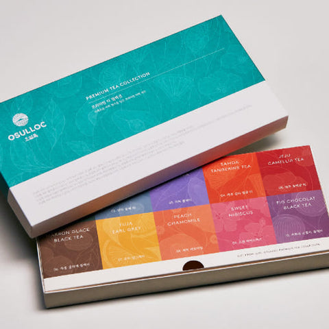 OSULLOC Premium Tea Collection Gift Set – 40 Tea Bags | 10 Luxury Jeju Tea Flavors | Korean Premium Tea Selection